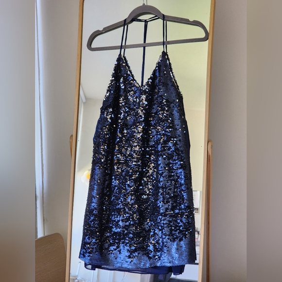 Royal Blue Sequin Mini Dress - Picture 2 of 4